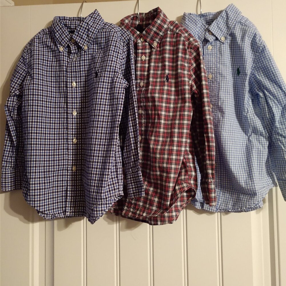 Polo Ralph Lauren Boys 4T Long Sleeve Casual Button Down (Bundle of 3)